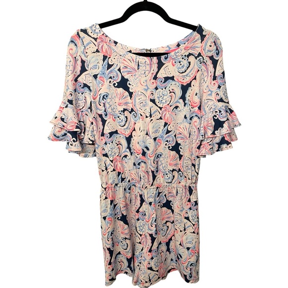 Lilly Pulitzer Dresses & Skirts - Lilly Pulitzer Lula Romper High Tide Navy It’s For Shore Print EUC Size Small S